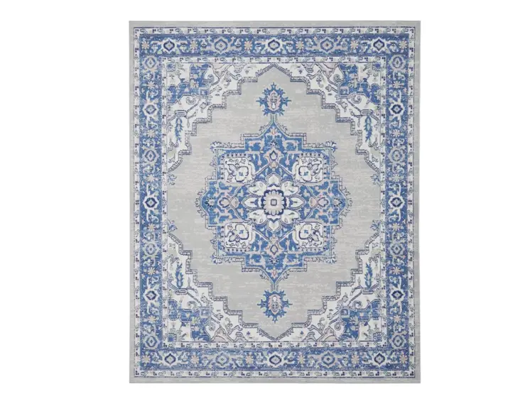 4' X 6' Blue And Gray Medallion Area Rug