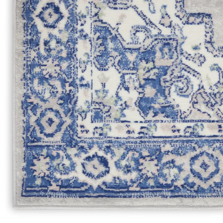 4' X 6' Blue And Gray Medallion Area Rug
