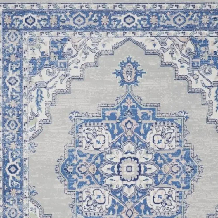 5' X 7' Blue And Gray Medallion Area Rug