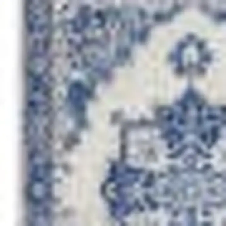 5' X 7' Ivory And Blue Medallion Area Rug