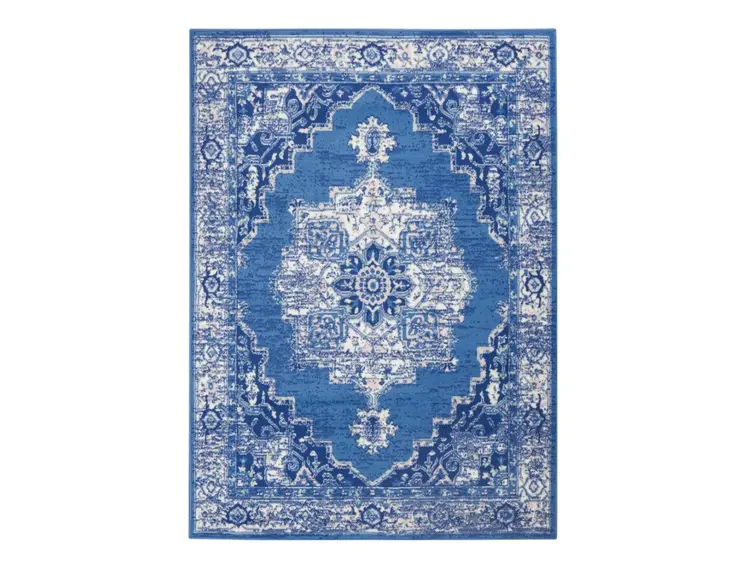 4' X 6' Ivory And Blue Medallion Area Rug