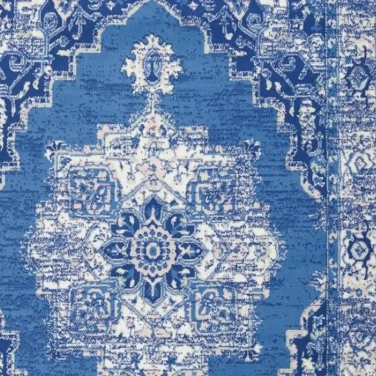 4' X 6' Ivory And Blue Medallion Area Rug