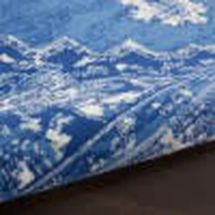 6' X 9' Navy Blue And Ivory Floral Area Rug