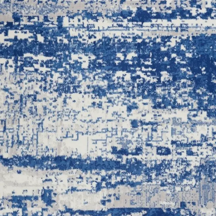 6' X 9' Ivory And Blue Ombre Distressed Area Rug
