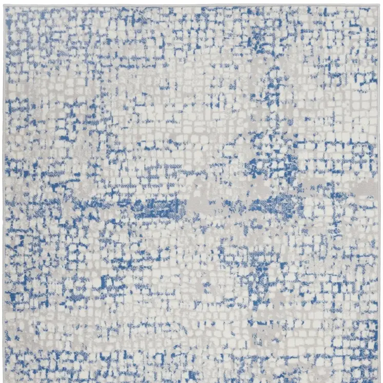 5' X 7' Blue And Gray Geometric Area Rug