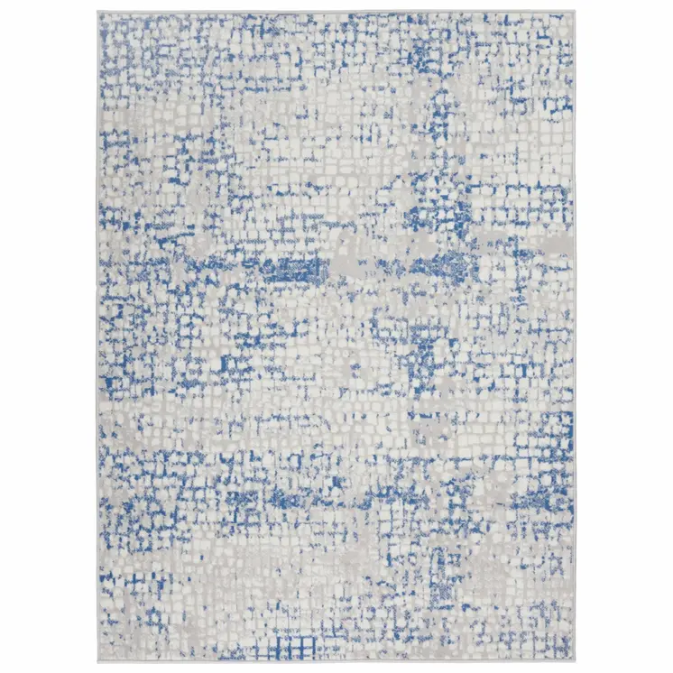 5' X 7' Blue And Gray Geometric Area Rug