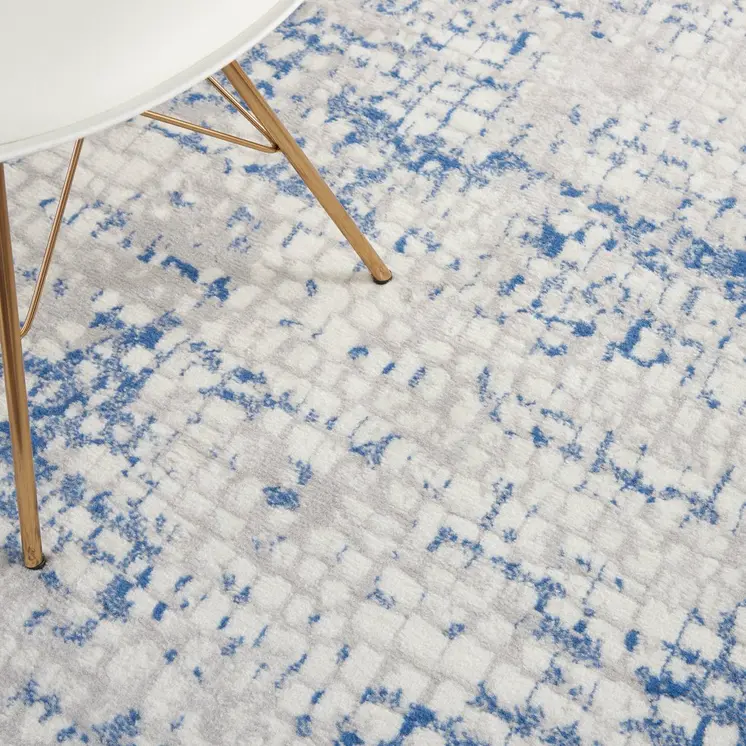 6' X 9' Blue And Gray Geometric Area Rug