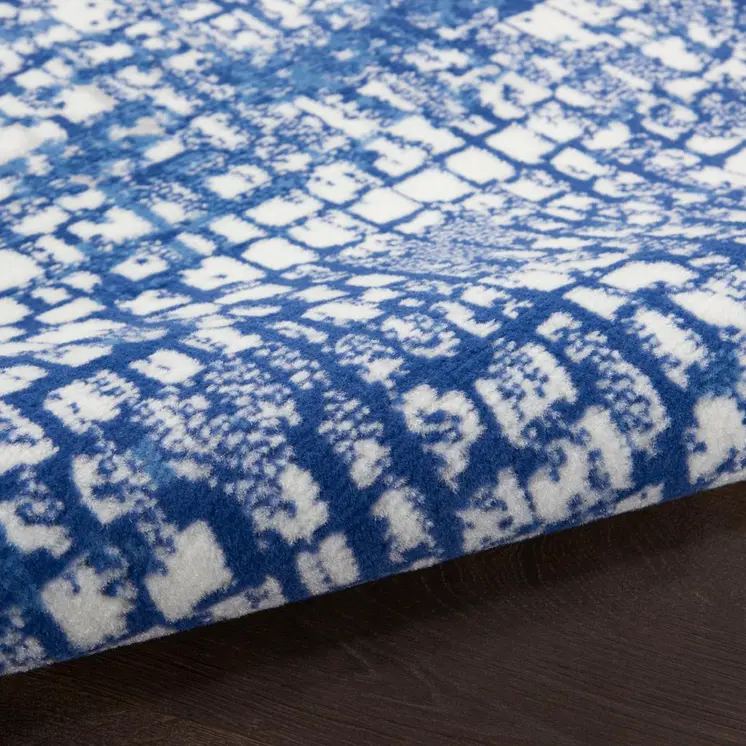 4' X 6' Ivory And Blue Geometric Area Rug