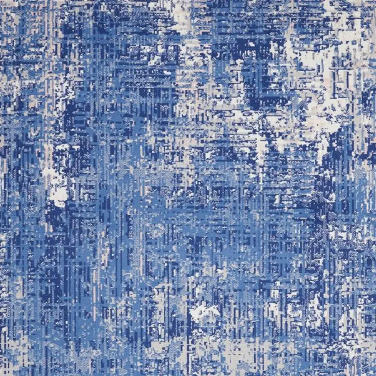 4' X 6' Blue And Ivory Abstract Distressed Area Rug