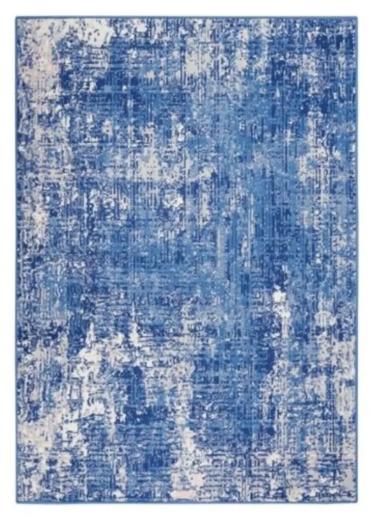 5' X 7' Blue And Ivory Abstract Distressed Area Rug