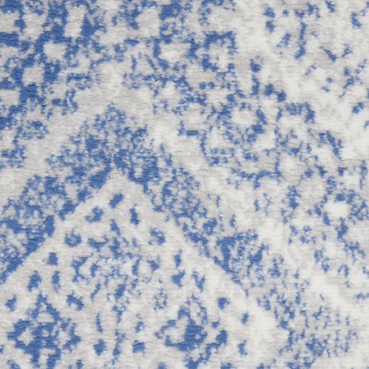4' X 6' Ivory And Blue Geometric Distressed Area Rug