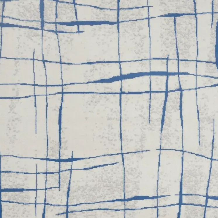 5' X 7' Ivory And Blue Geometric Distressed Area Rug