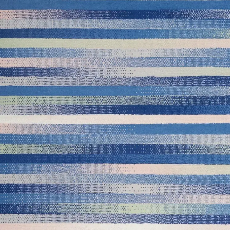 4' X 6' Blue And White Striped Distressed Area Rug