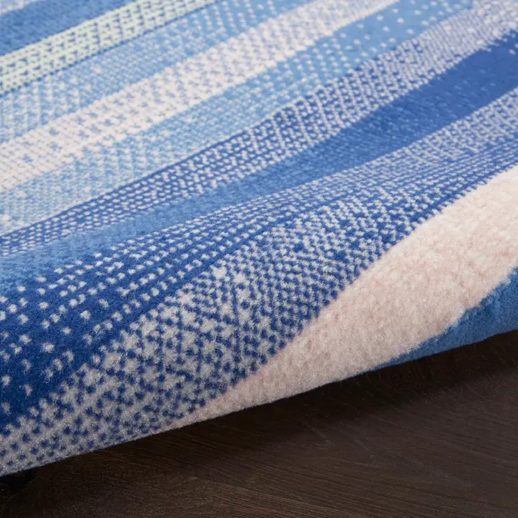 4' X 6' Blue And White Striped Distressed Area Rug