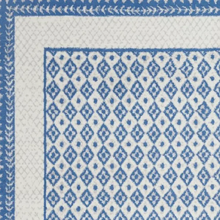 4' X 6' Ivory And Blue Geometric Area Rug