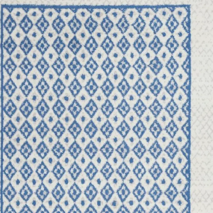 5' X 7' Ivory And Blue Geometric Area Rug