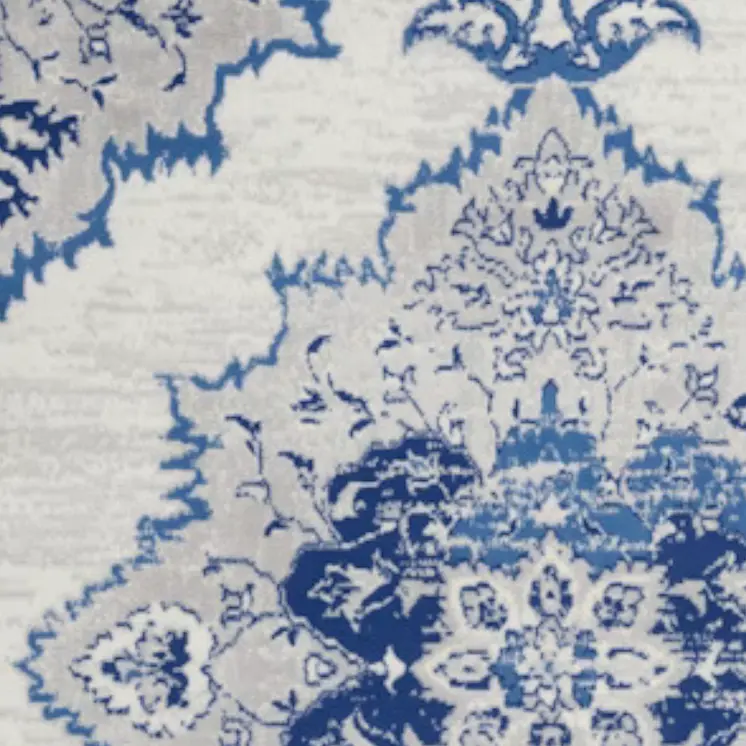 4' X 6' Ivory And Blue Medallion Area Rug