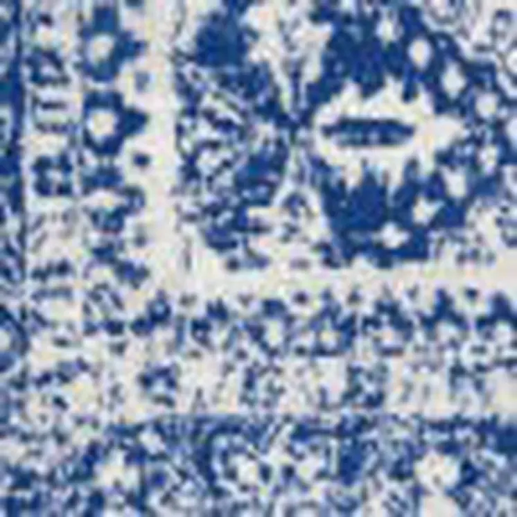 4' X 6' Ivory And Blue Geometric Distressed Area Rug