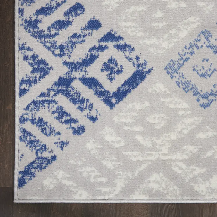 5' X 7' Blue And Gray Geometric Area Rug