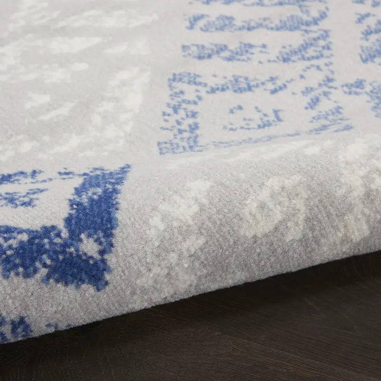 5' X 7' Blue And Gray Geometric Area Rug