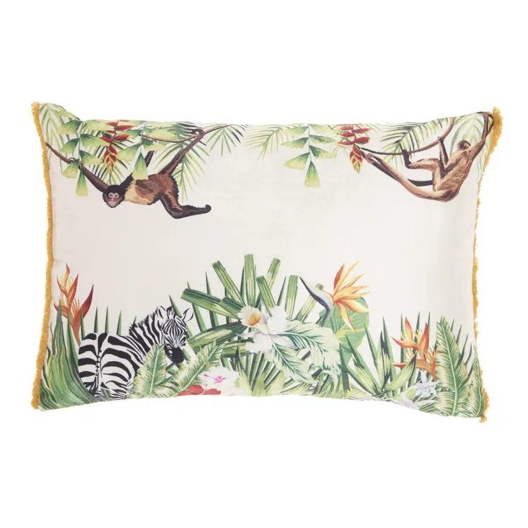 Multicolor Jungle Art Lumbar Pillow