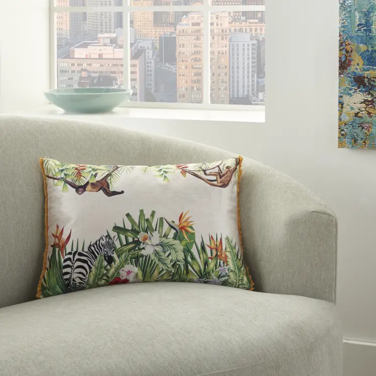 Multicolor Jungle Art Lumbar Pillow