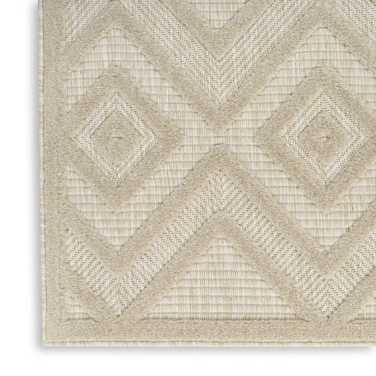 12" X 20" Beige Blue and Ivory Geometric Cotton Throw Pillow With Textured Appliques