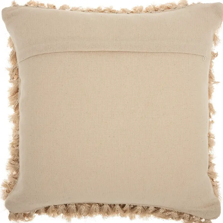 Soft Beige Shag Accent Pillow
