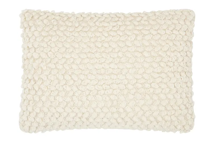 Off White Knotted Detail Lumbar Pillow