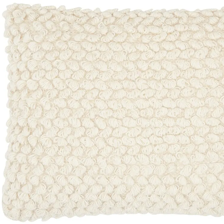 Off White Knotted Detail Lumbar Pillow