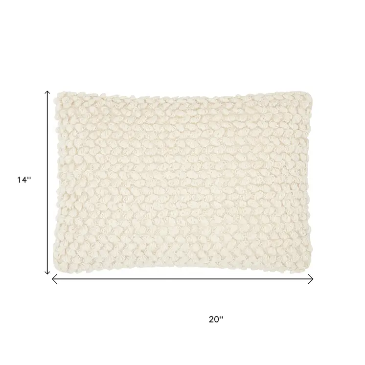 Off White Knotted Detail Lumbar Pillow