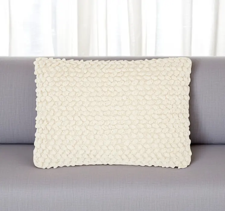 Off White Knotted Detail Lumbar Pillow