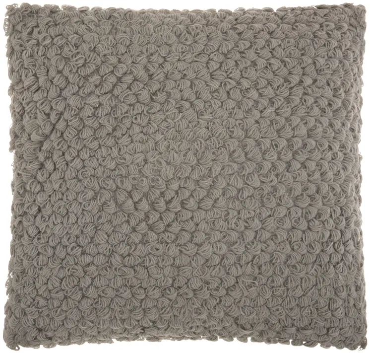 20" Light Gray Cotton Blend Curly Loops Throw Pillow