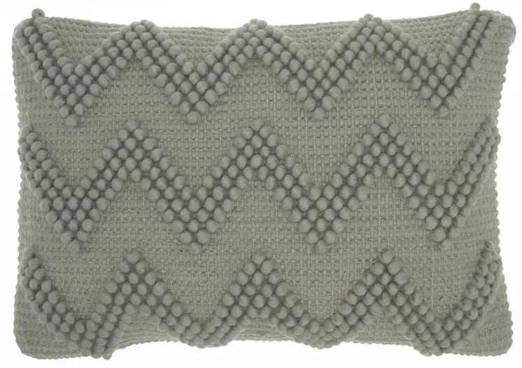 14" X 20" Light Gray Chevron Cotton Blend Lumbar Throw Pillow With Texture