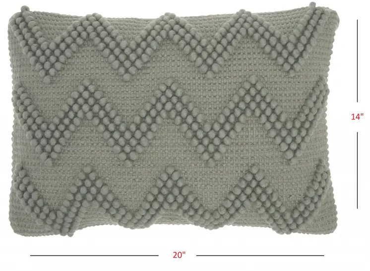 14" X 20" Light Gray Chevron Cotton Blend Lumbar Throw Pillow With Texture