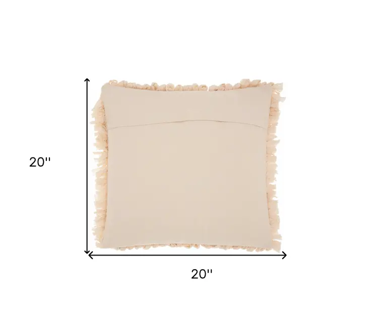 Loose Luscious Shag Beige Throw Pillow