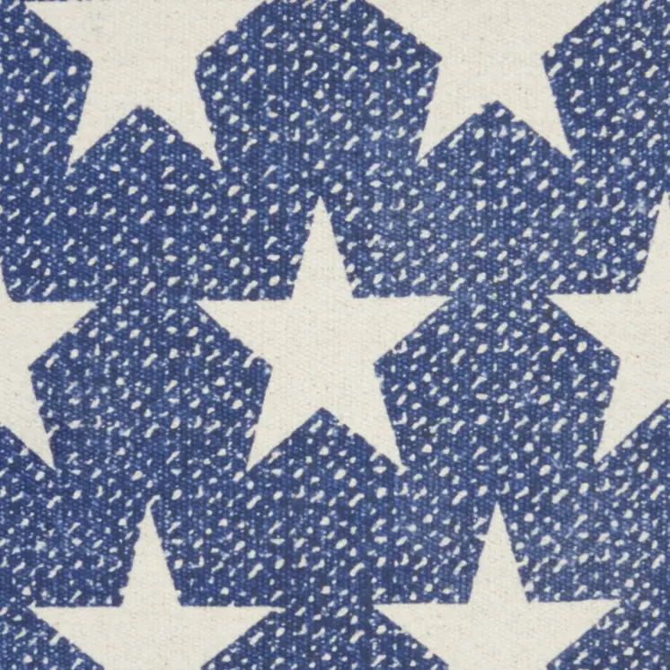 20" Ivory And Navy Blue Stars Cotton Throw Pillow