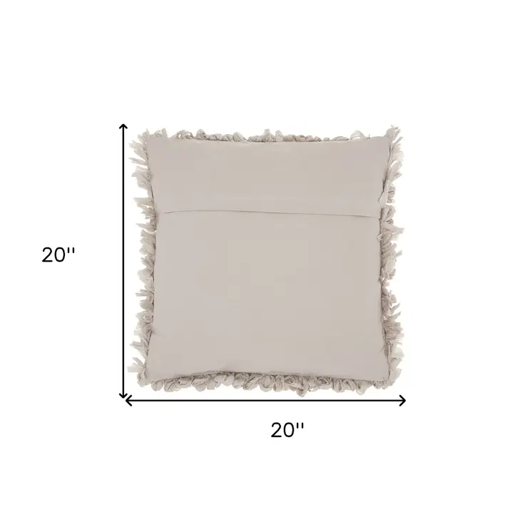Loose Luscious Shag Light Gray Throw Pillow