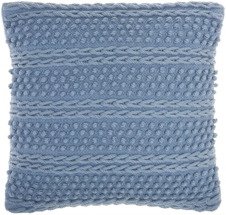 Soft Blue Textured Dots And Stripes Throw Pillow