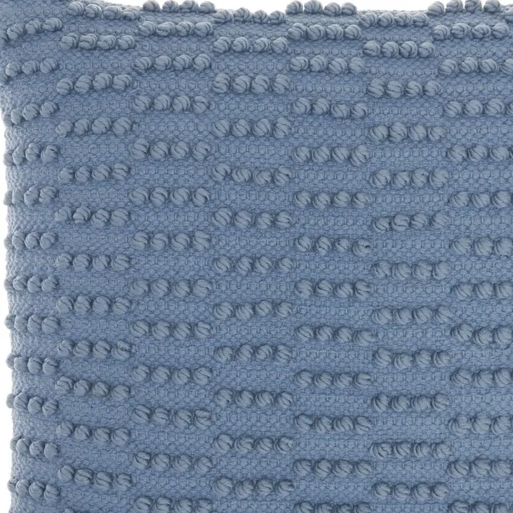 18" Blue Dot And Stripe Polyester and Cotton Blend Throw Pillow With Texture