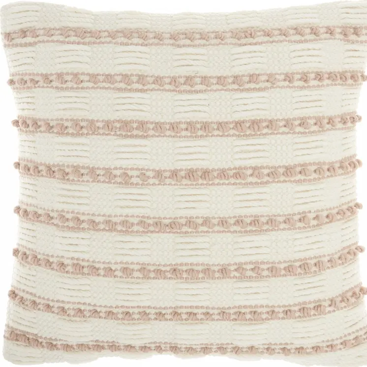 18" Blush Cotton Blend Throw Pillow
