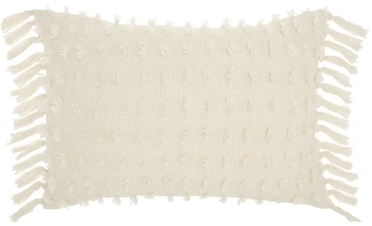 14" X 20" White Cotton Throw Pillow