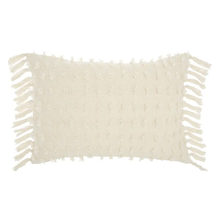 14" X 20" White Cotton Throw Pillow
