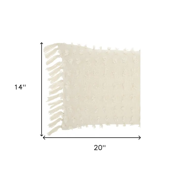 14" X 20" White Cotton Throw Pillow