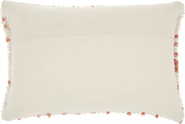 14" X 20" Coral and Beige Ribbed Indoor Outdoor Throw Pillow With Texture