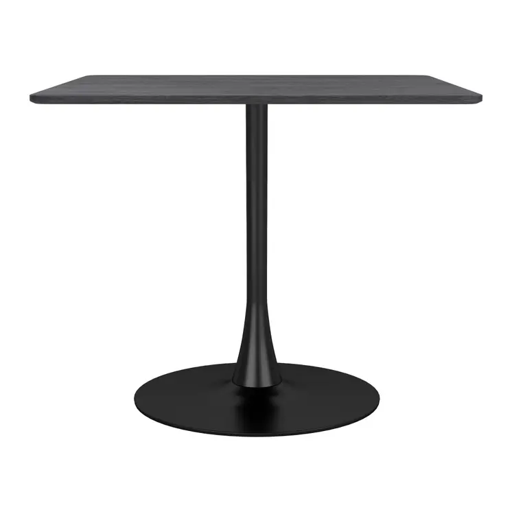 35" Black Square Steel Pedestal Base Dining Table