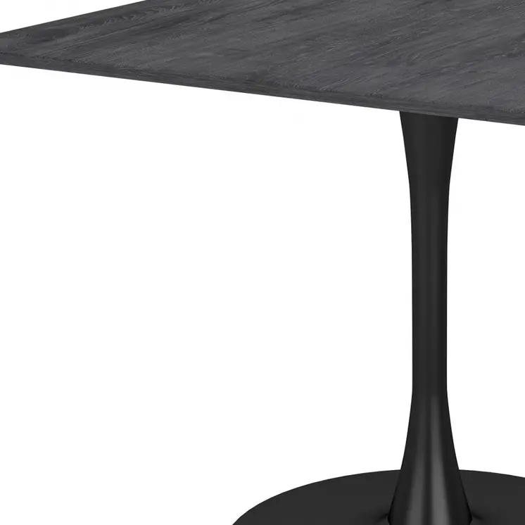 35" Black Square Steel Pedestal Base Dining Table