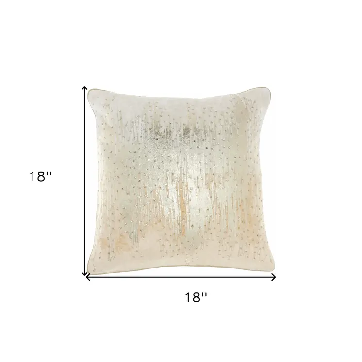 18" Cream Velvet Throw Pillow