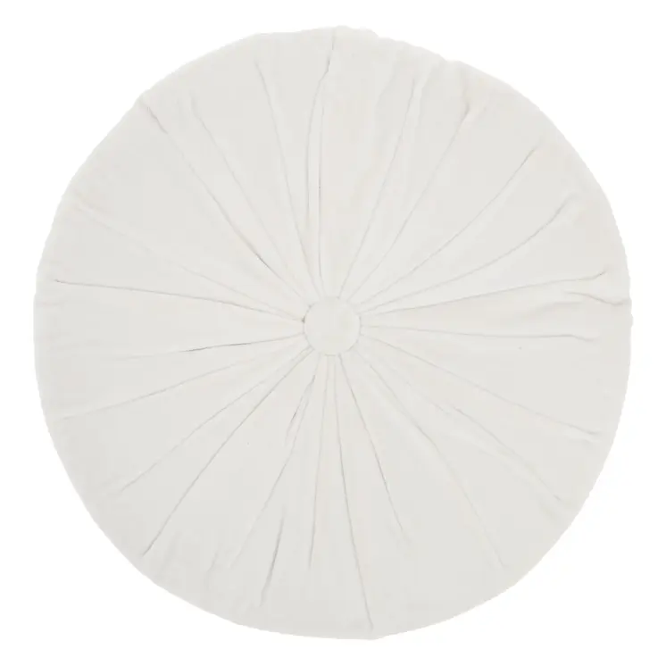 16" White Round Velvet Throw Pillow