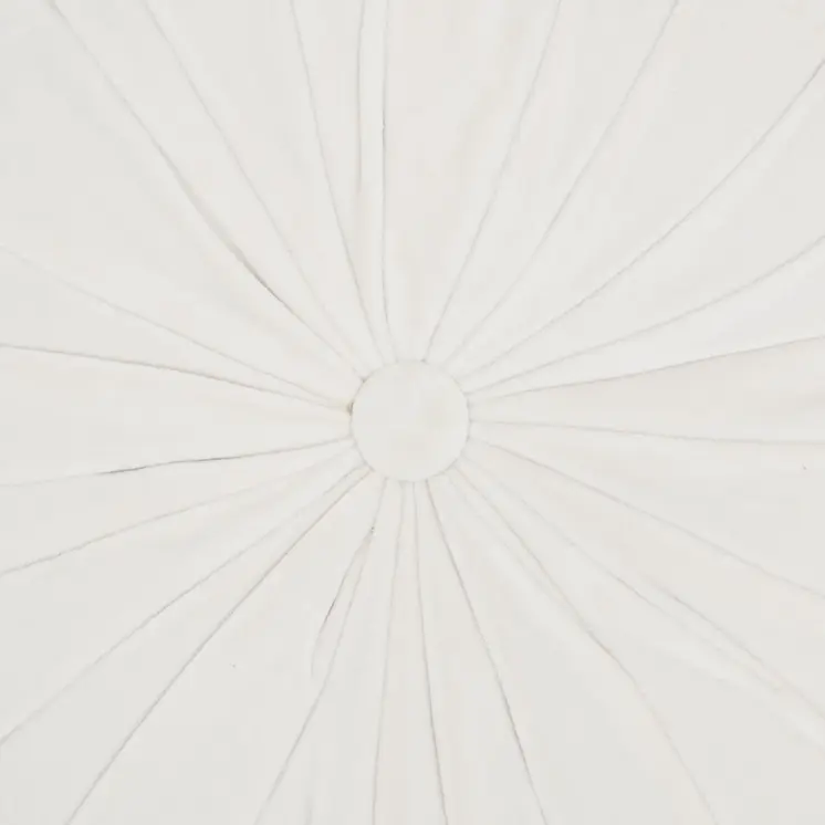 16" White Round Velvet Throw Pillow